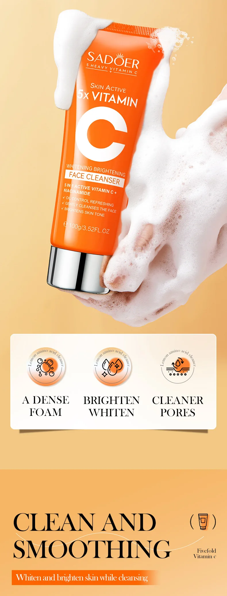 SADOER Vitamin C Facial Cleanser product information