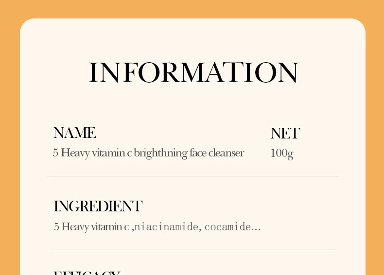 SADOER Vitamin C Facial Cleanser product information