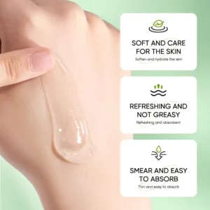 Clear, non-greasy gel texture of SADOER Aloe Vera Good Night Sleeping Face Mask on skin.