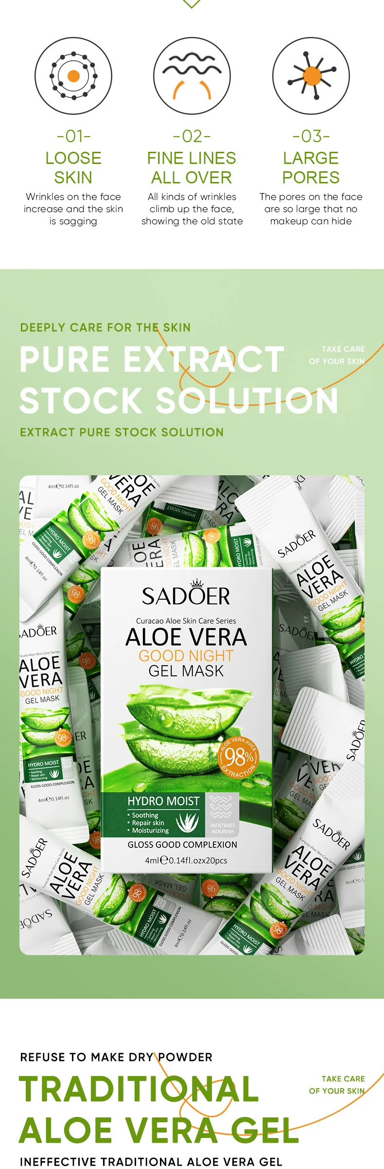 SADOER Aloe Vera Good Night Sleeping Face Mask product information