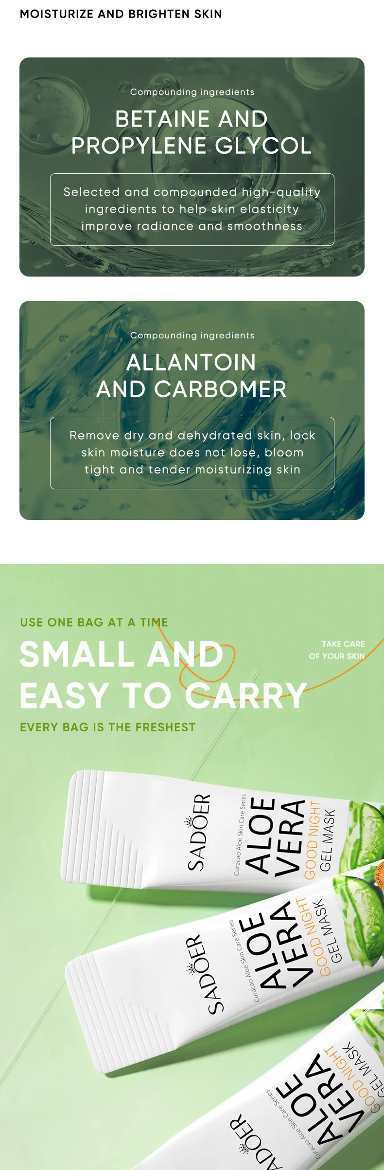 SADOER Aloe Vera Good Night Sleeping Face Mask product information