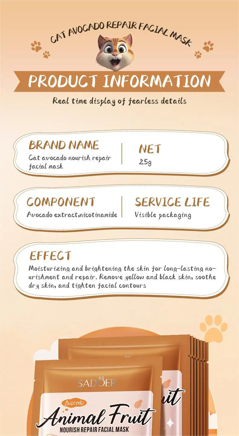 SADOER Animal Fruit Face Sheet Mask Set of 8 product information