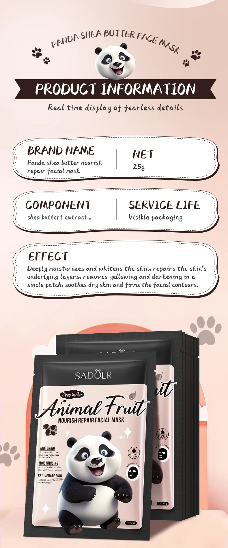 SADOER Animal Fruit Face Sheet Mask Set of 8 product information