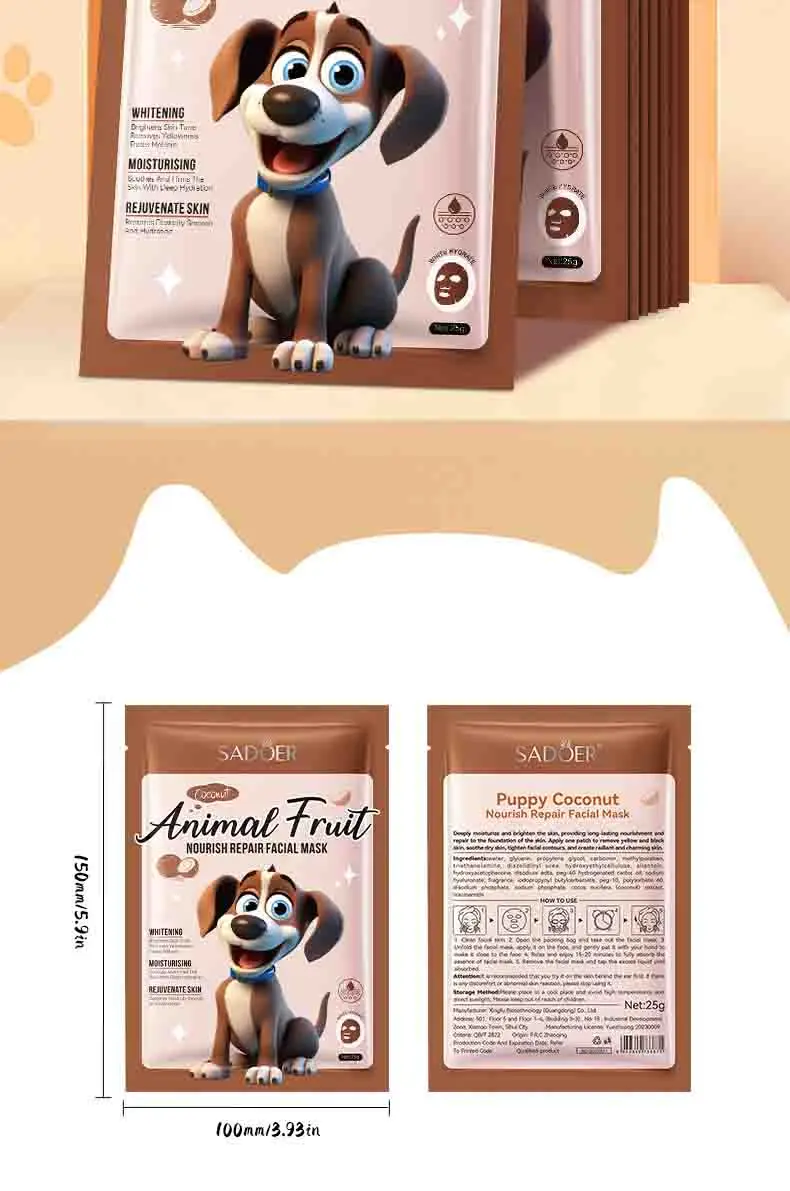 SADOER Animal Fruit Face Sheet Mask Set of 8 product information