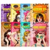 Eight SADOER Assorted Fruit Face Sheet Mask packets in vibrant, retro pop-art style packaging.