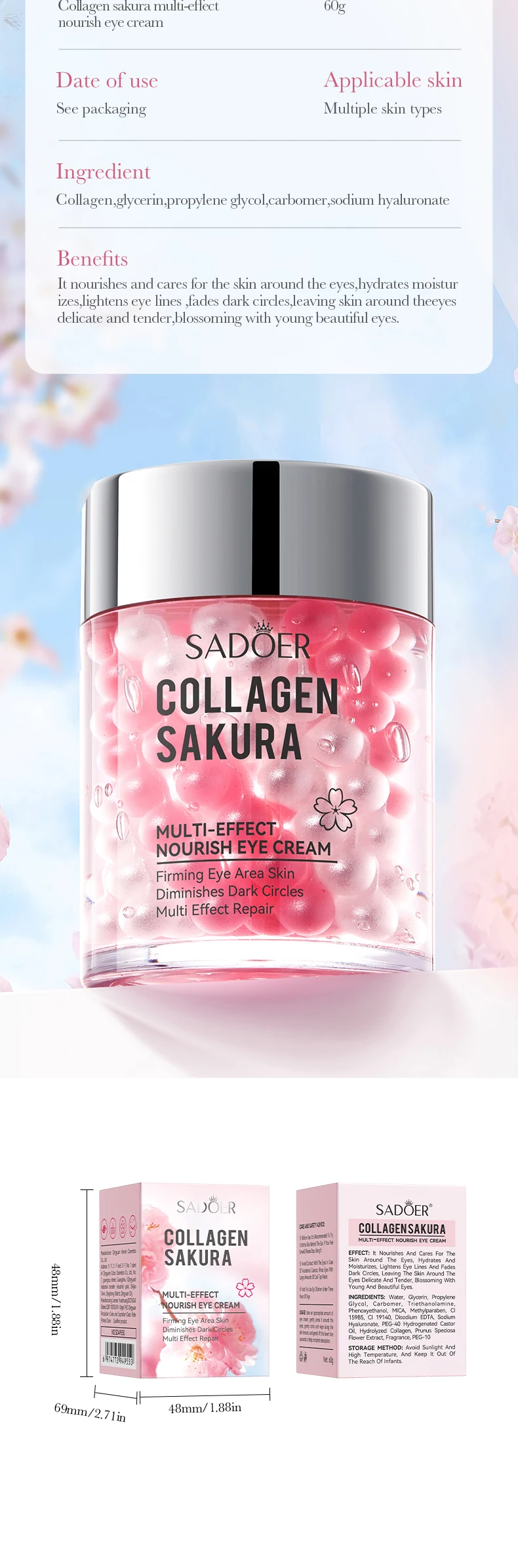 SADOER Sakura Collagen Eye Cream product information