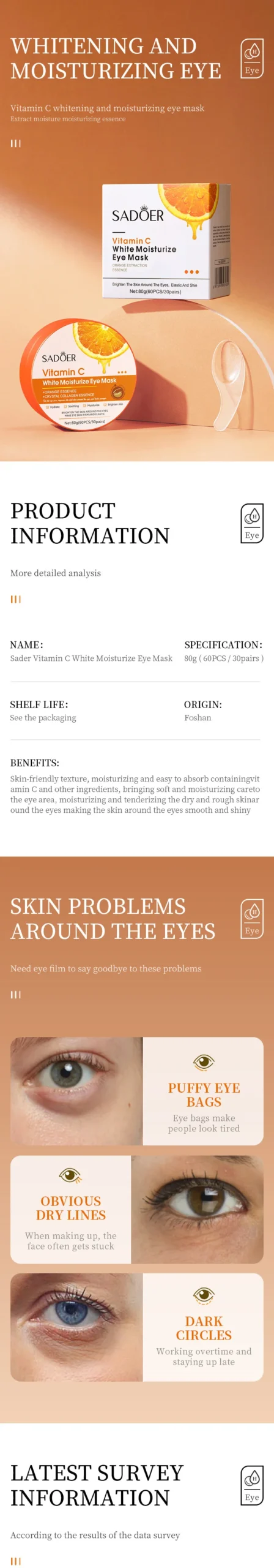 SADOER Vitamin C Eye Mask Patches product information
