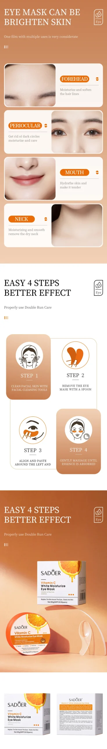 SADOER Vitamin C Eye Mask Patches product information