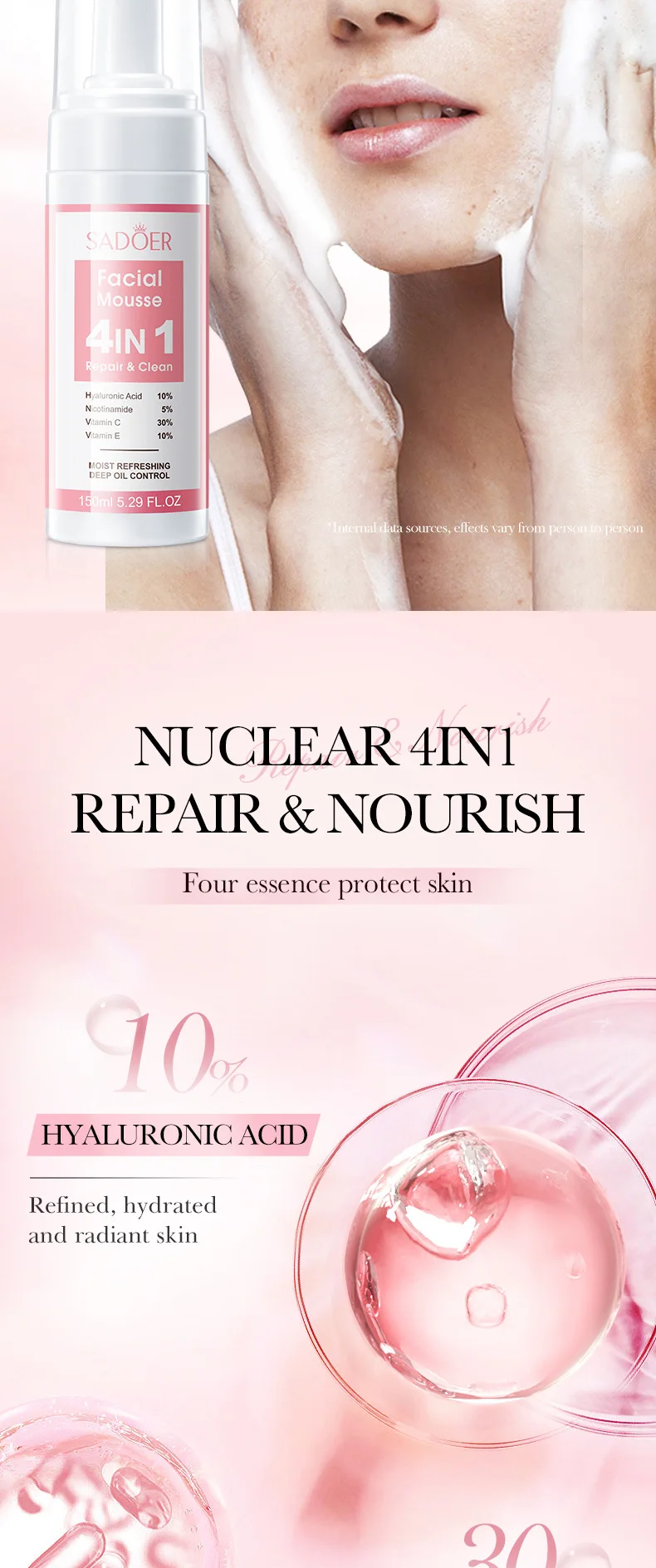 SADOER 4-in-1 Facial Cleansing Mousse product information