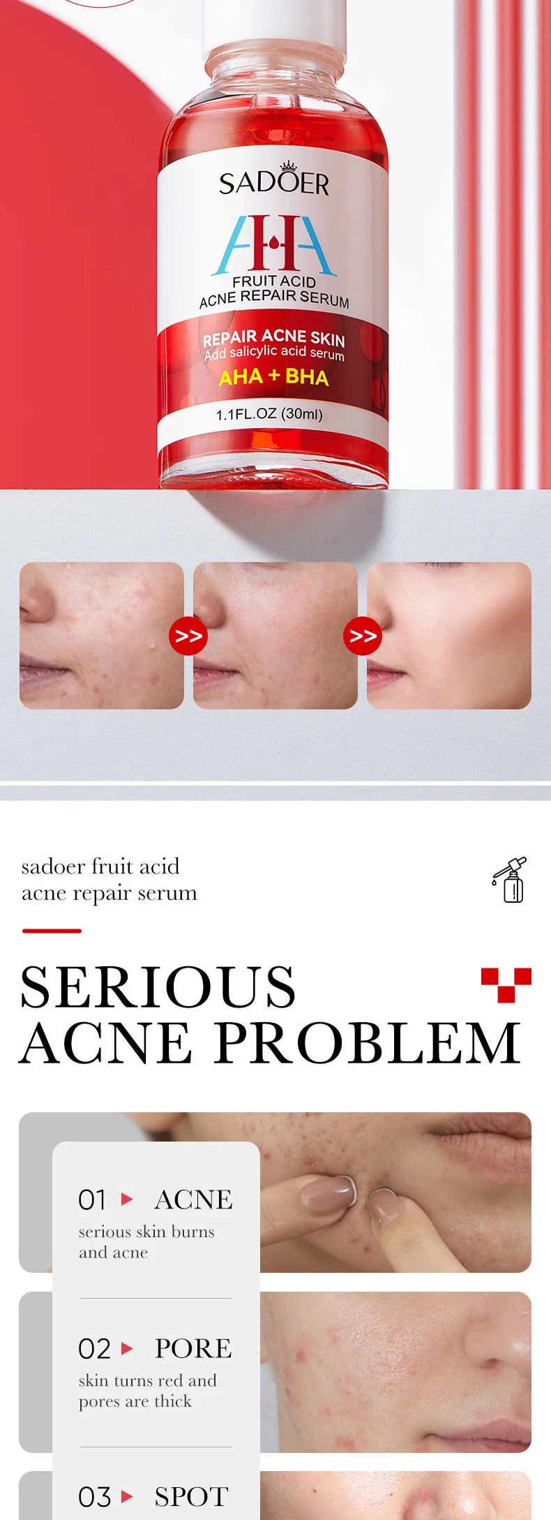 SADOER AHA Fruit Acid Face Serum product information