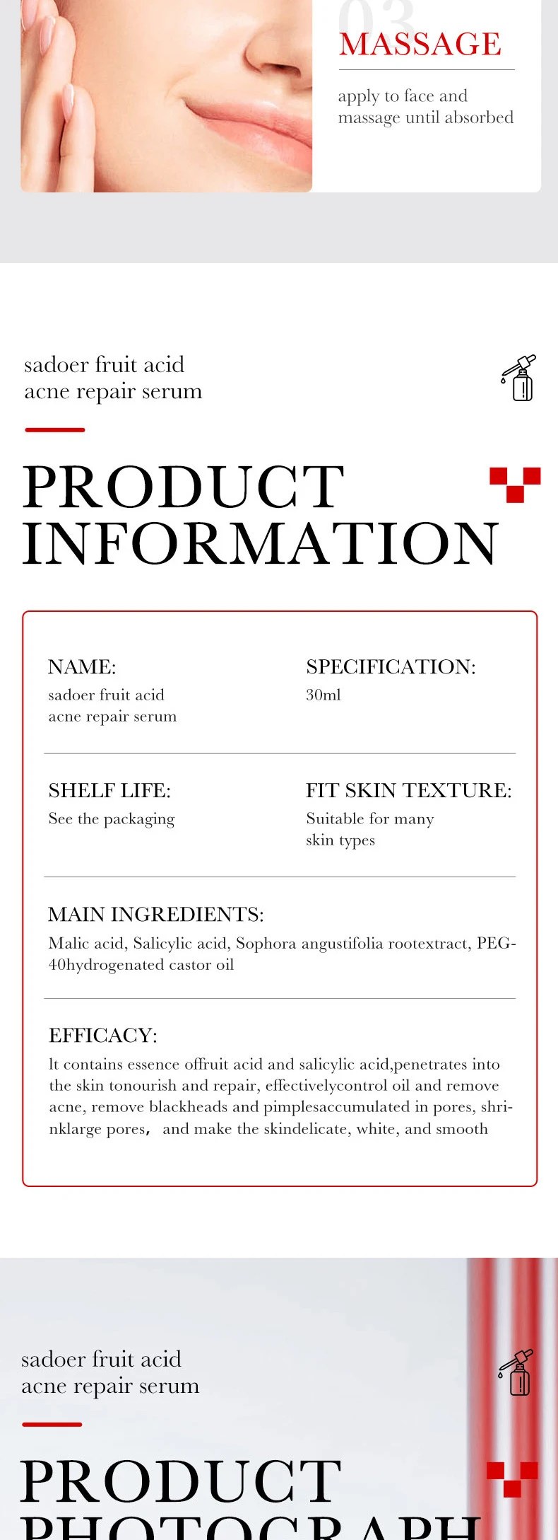 SADOER AHA Fruit Acid Face Serum product information