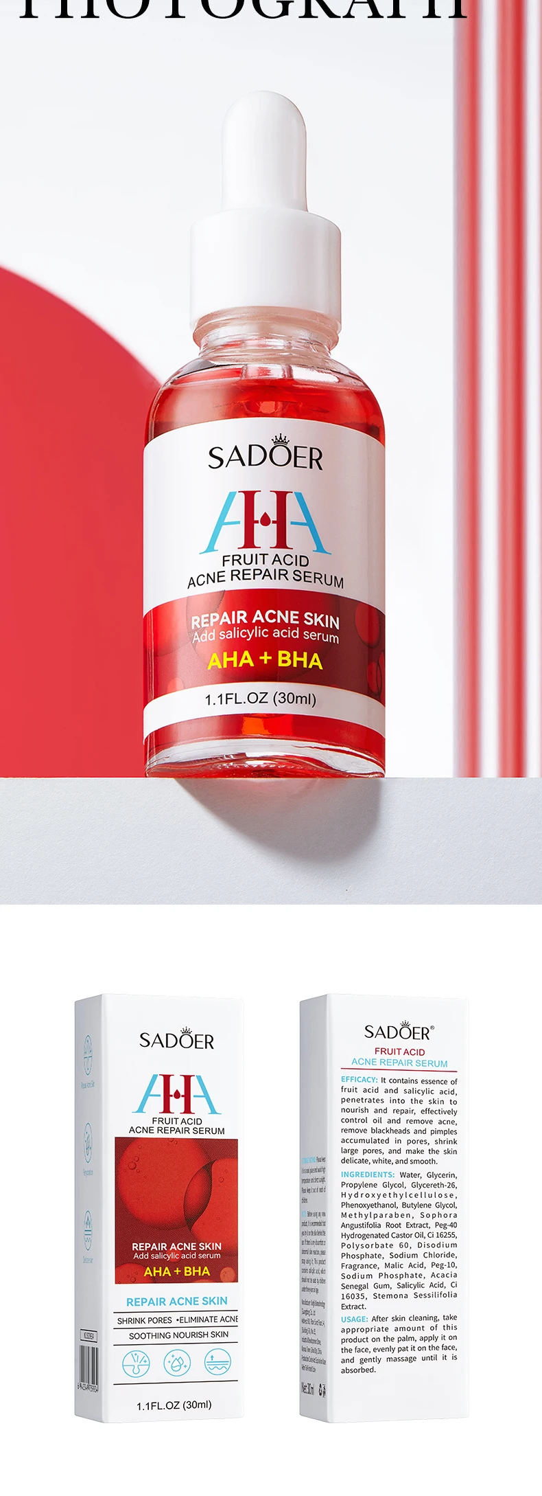 SADOER AHA Fruit Acid Face Serum product information
