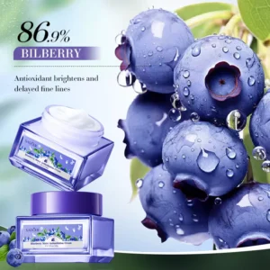 SADOER Blueberry Antioxidant Face Cream jars with fresh bilberries for hydrating and brightening skincare.