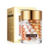 SADOER Caviar Tricolor Eye Cream jar with multi-colored pearls next to its gold packaging box.