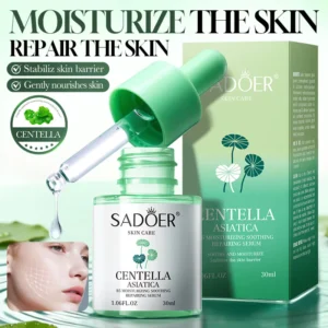 SADOER Centella Asiatica B5 Serum bottle and dropper for soothing skin barrier repair.