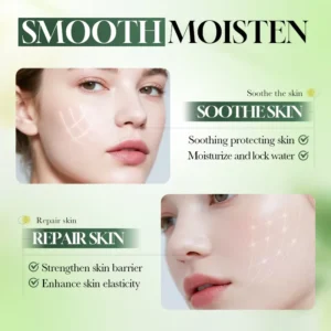 SADOER Centella Asiatica B5 Serum infographic showing soothing and skin barrier repair benefits.