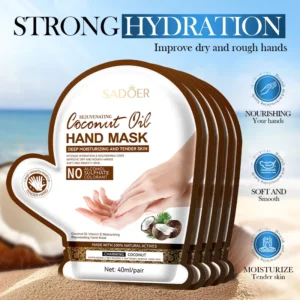 SADOER Coconut Oil Hand Mask sachets for intensive hydration and softening dry, rough hands.