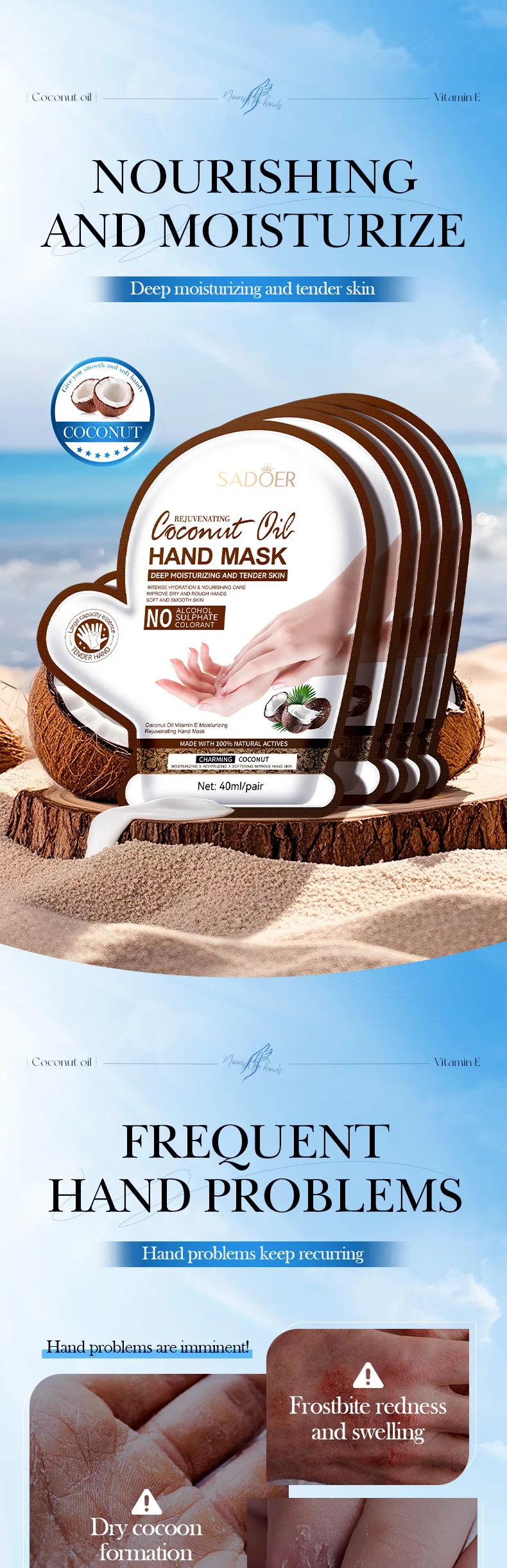SADOER Coconut Oil Hand Mask product information