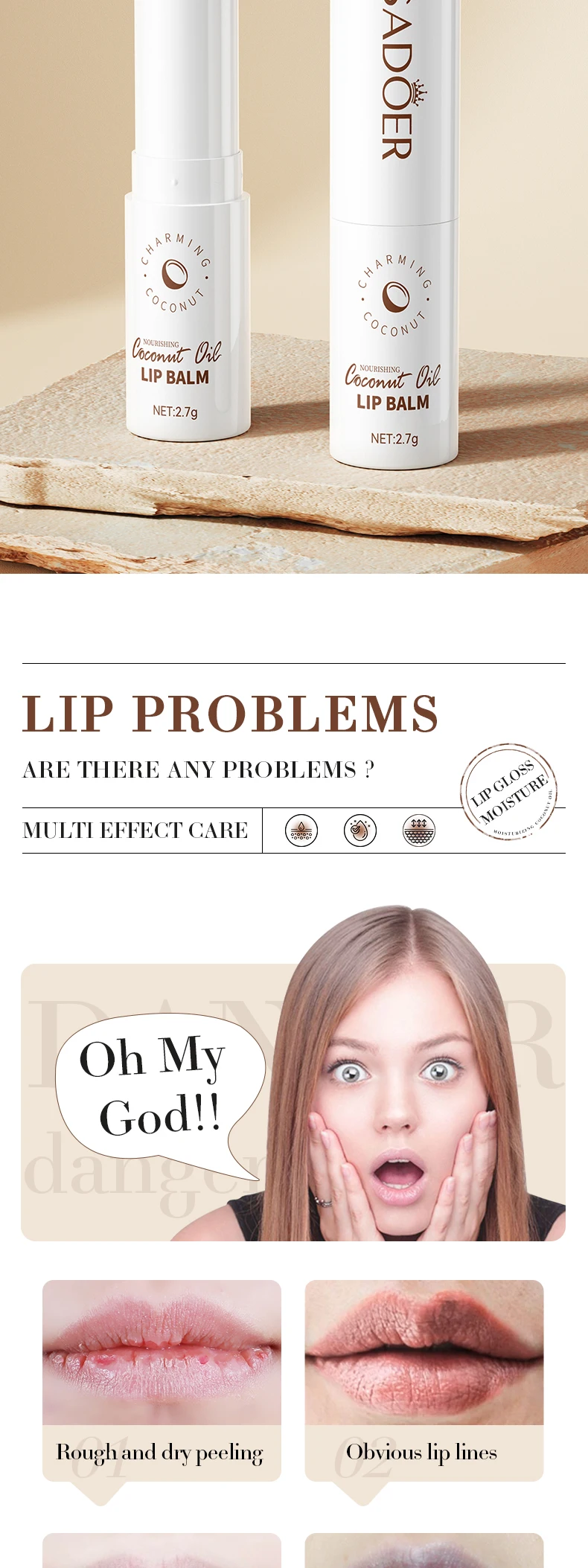 SADOER Coconut Oil Lip Balm product information