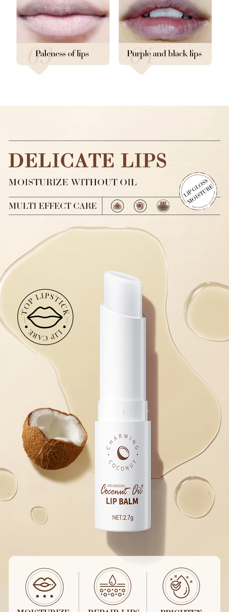SADOER Coconut Oil Lip Balm product information