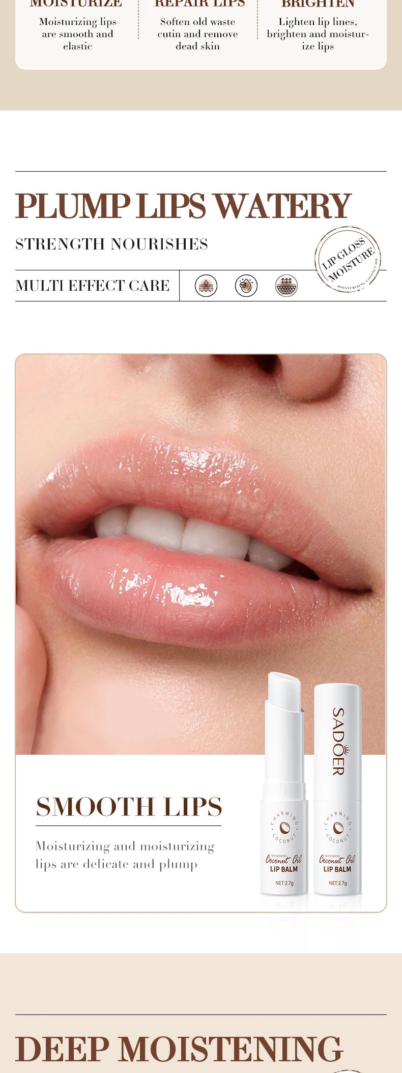 SADOER Coconut Oil Lip Balm product information