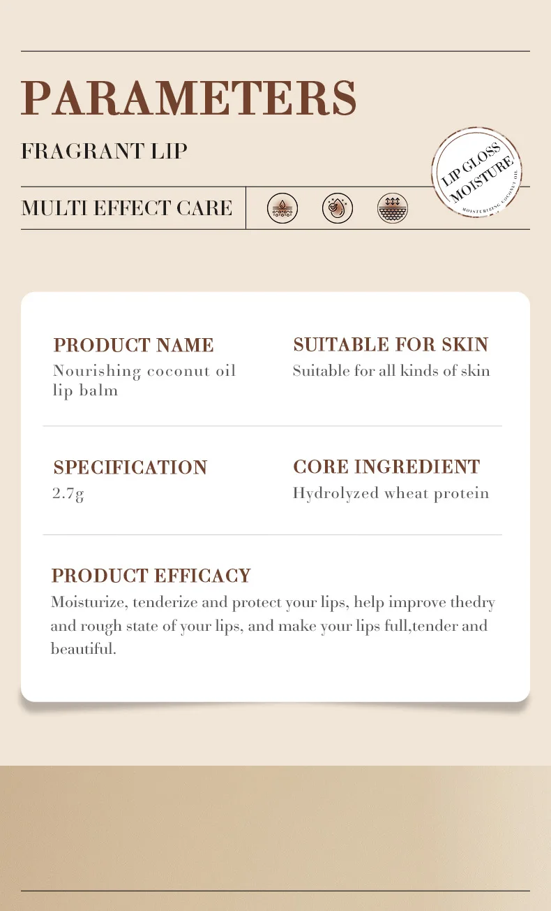 SADOER Coconut Oil Lip Balm product information