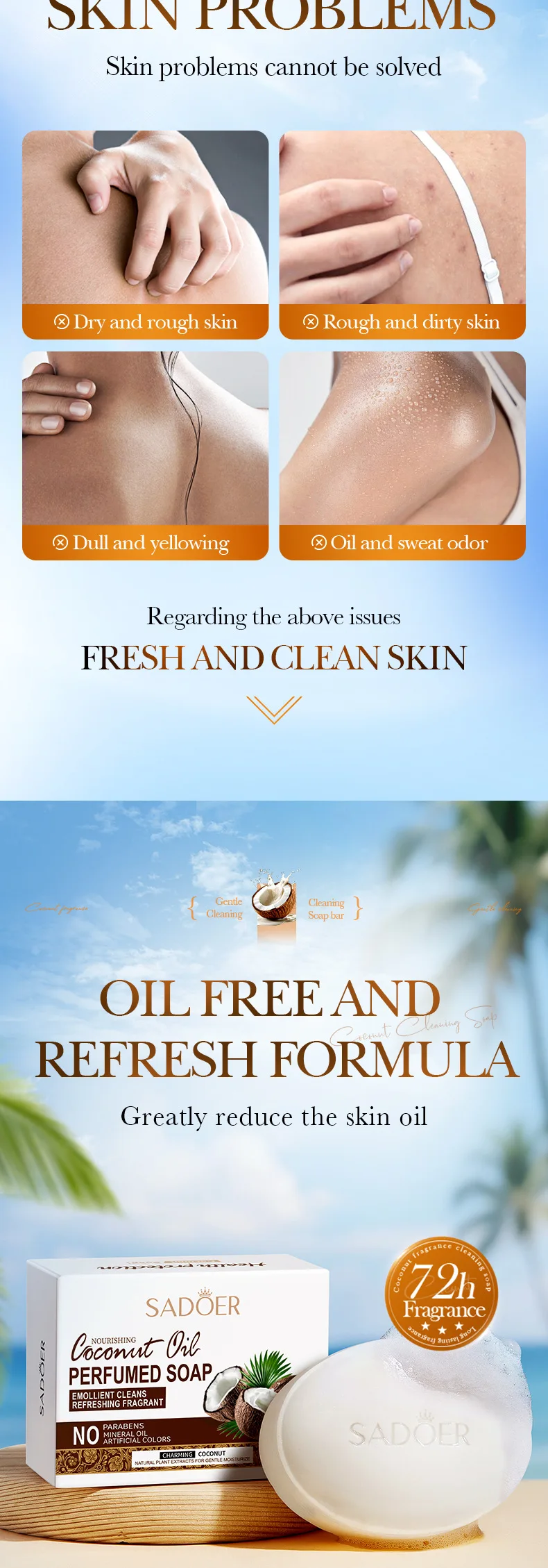 SADOER Coconut Oil Soap Bar product information