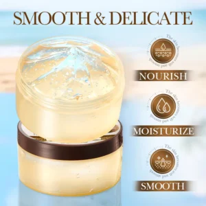 SADOER Coconut Oil Soothing Gel jar featuring a smooth, translucent texture for skin hydration.