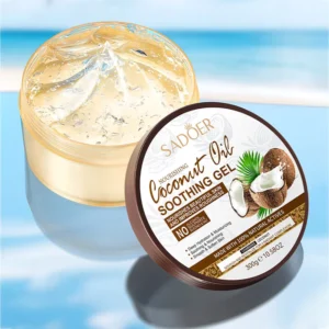 SADOER Coconut Oil Soothing Gel jar showing the clear, hydrating texture for skin nourishment.