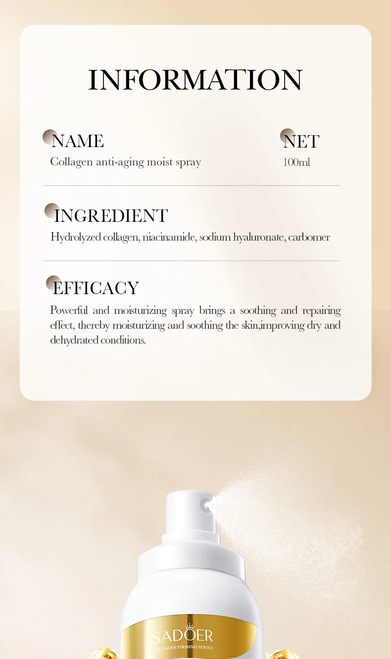 SADOER Collagen Facial Spray product information