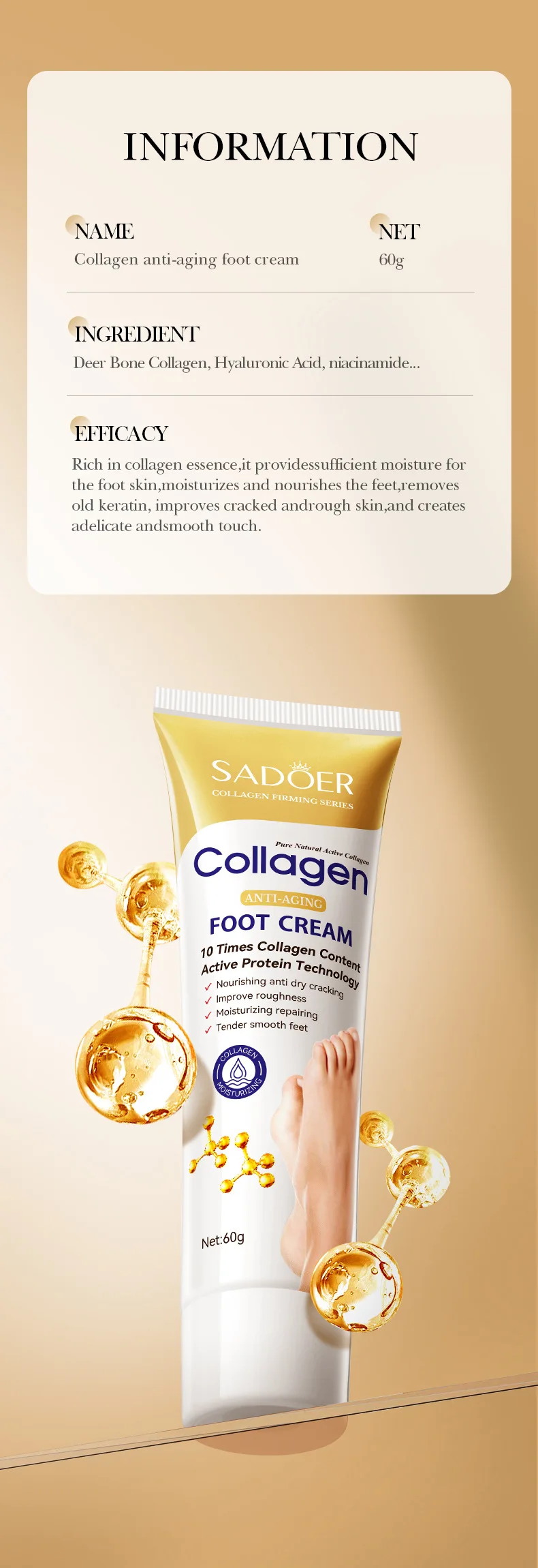 SADOER Collagen Foot Cream product information