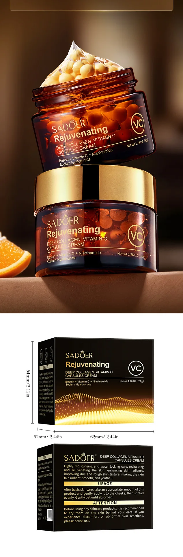 SADOER Deep Collagen Vitamin C Face Cream product information
