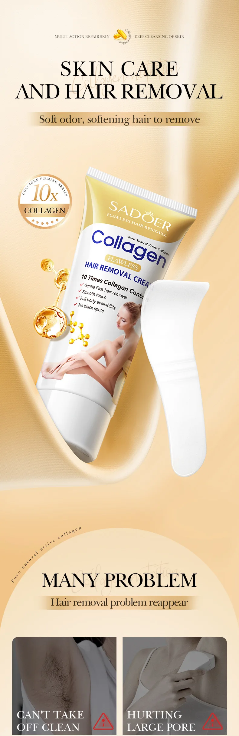SADOER Flawless Collagen Hair Removal Cream product information