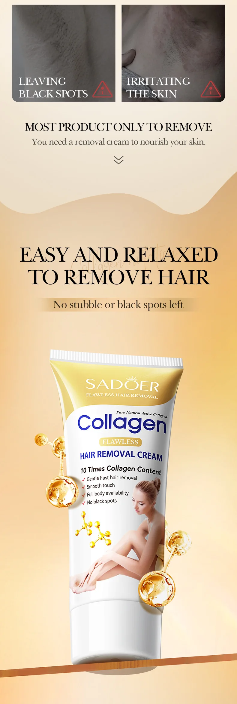 SADOER Flawless Collagen Hair Removal Cream product information