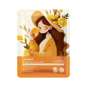 SADOER Fruit Face Sheet Mask lemon variant sachet featuring an illustrated girl holding lemons.