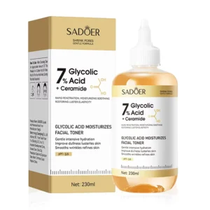 SADOER Glycolic Acid Facial Toner bottle and packaging for refining and smoothing skin texture.