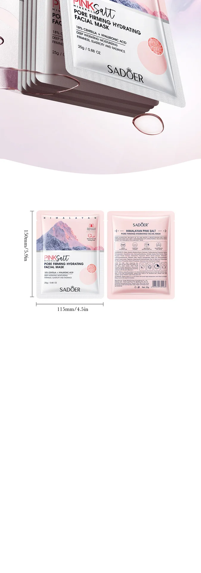 SADOER Himalayan Pink Salt Face Sheet Mask product information