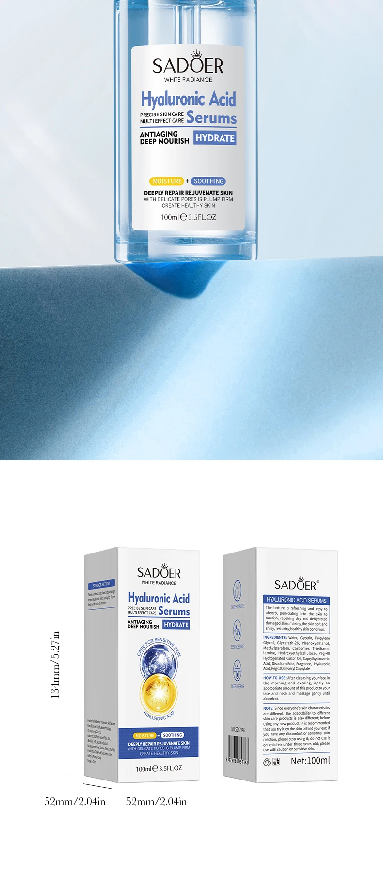 SADOER Hyaluronic Acid Face Serum product information