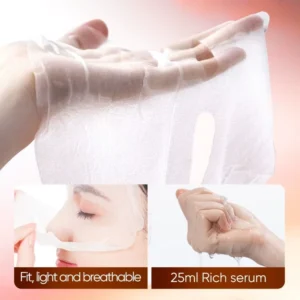 SADOER Iced Americano Caffeine Face Sheet Mask featuring thin, breathable material and rich hydrating serum.