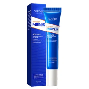 SADOER Men’s Nourishing Eye Cream blue tube and box for hydrating and revitalizing eye care.