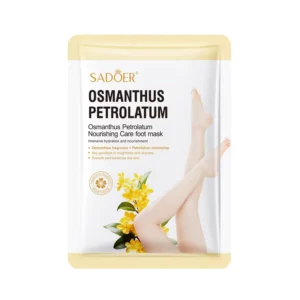 SADOER Osmanthus Petrolatum Foot Mask sachet featuring yellow flowers and smooth, hydrated feet.