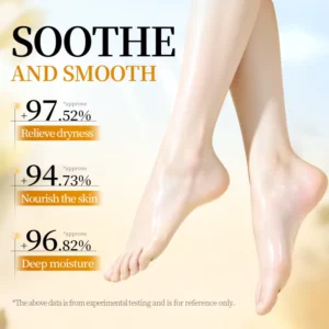 Smooth, hydrated feet showcasing the deep moisture benefits of SADOER Osmanthus Petrolatum Foot Mask.