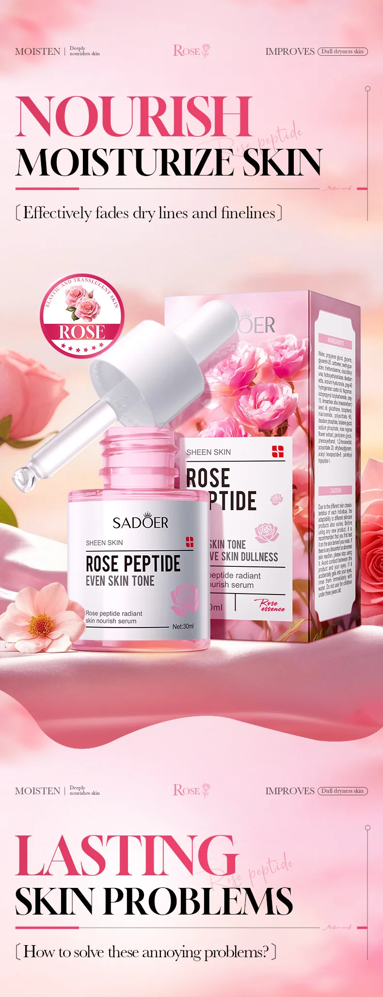 SADOER Rose Peptide Face Serum product information