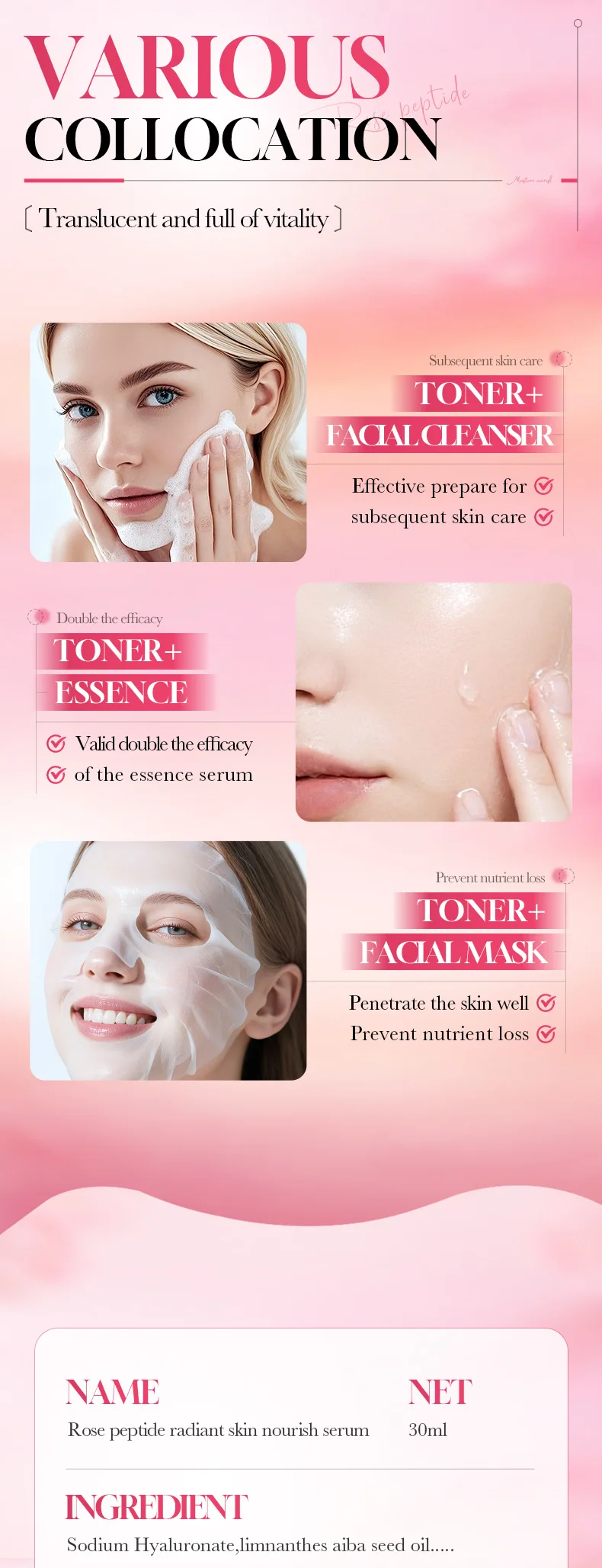 SADOER Rose Peptide Face Serum product information