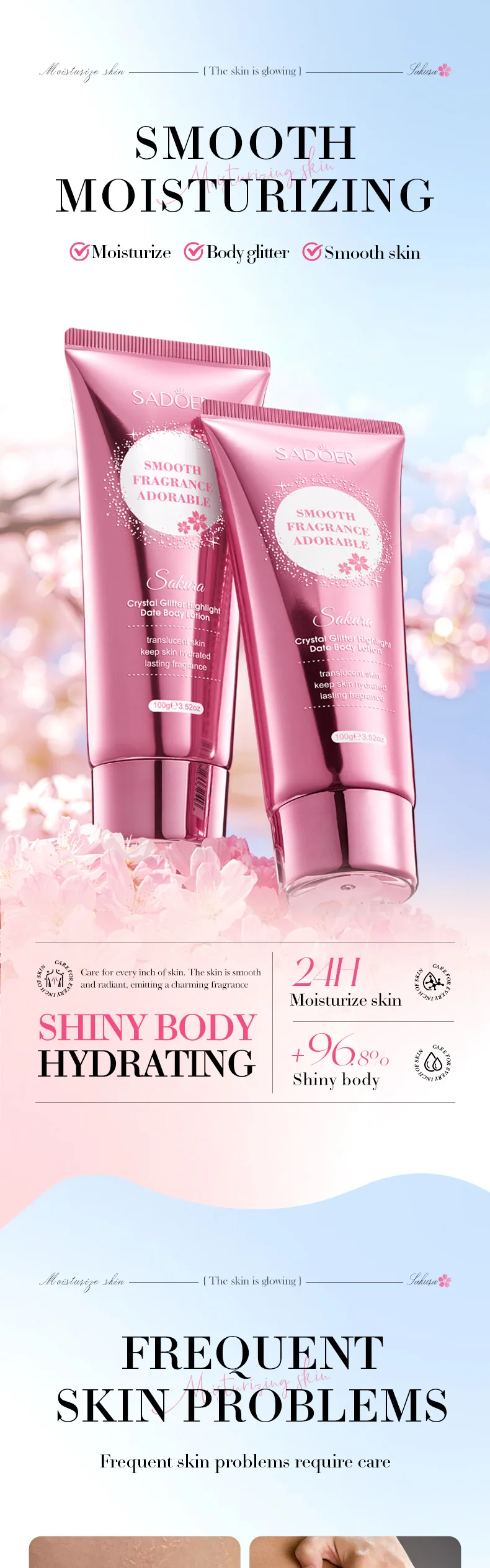 SADOER Sakura Crystal Glitter Body Lotion product information