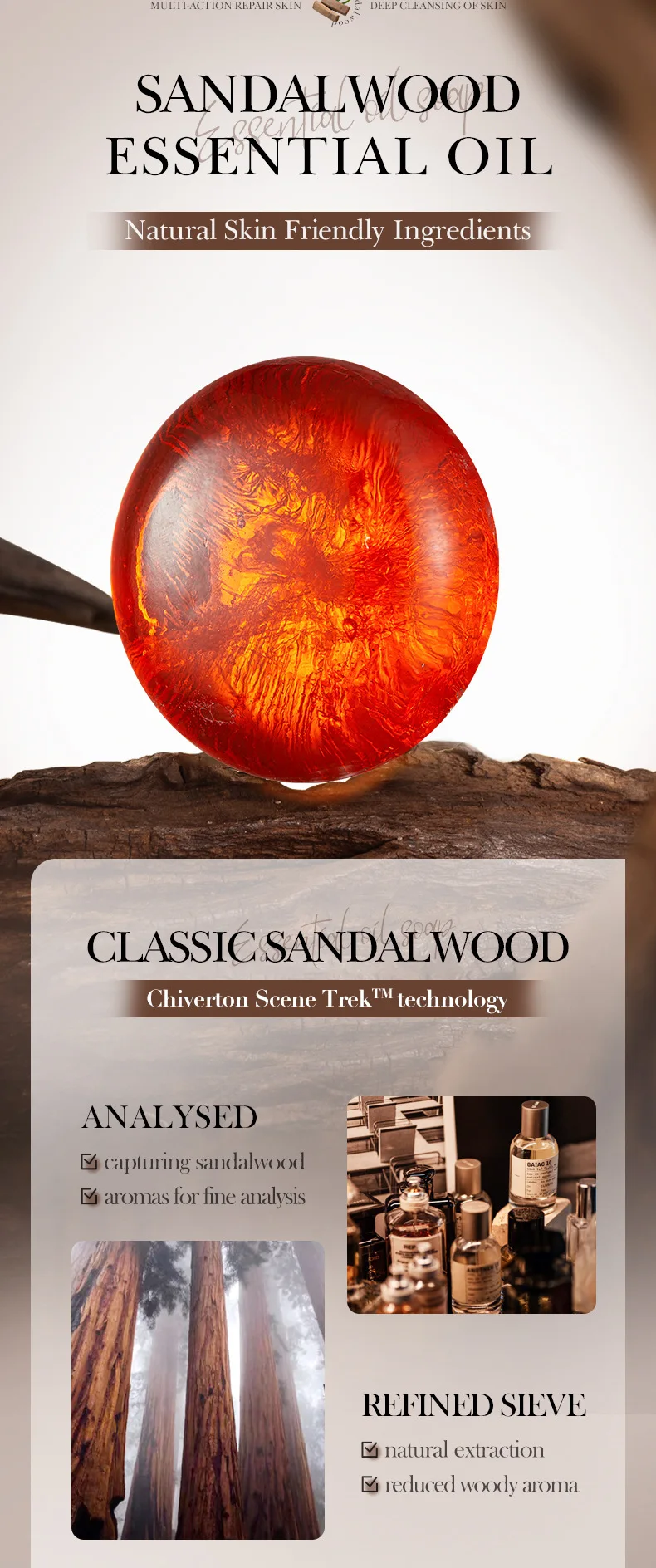 SADOER Sandalwood Essential Oil Soap Bar product information