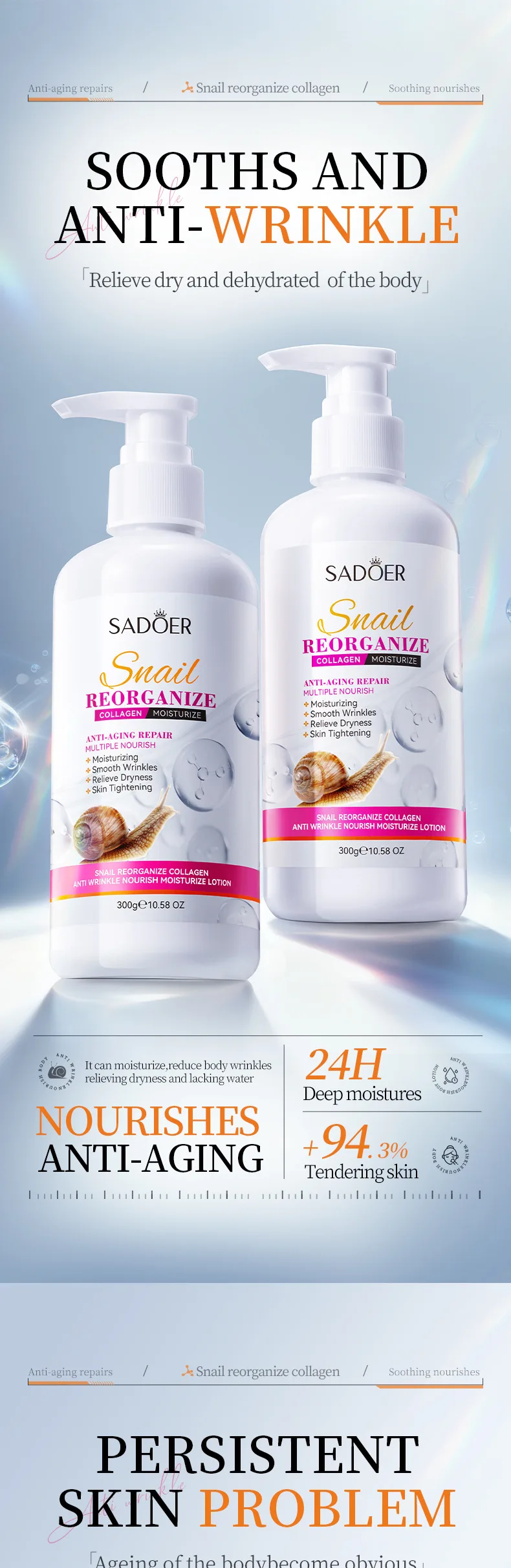 SADOER Snail Collagen Body Lotion product information