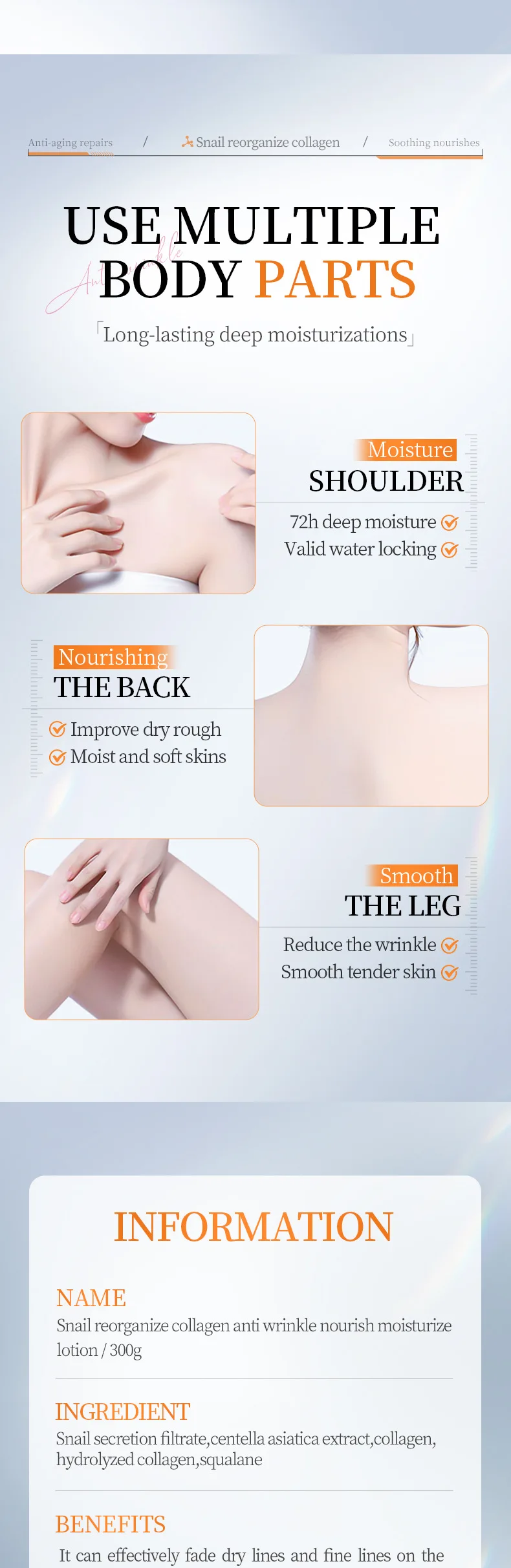 SADOER Snail Collagen Body Lotion product information