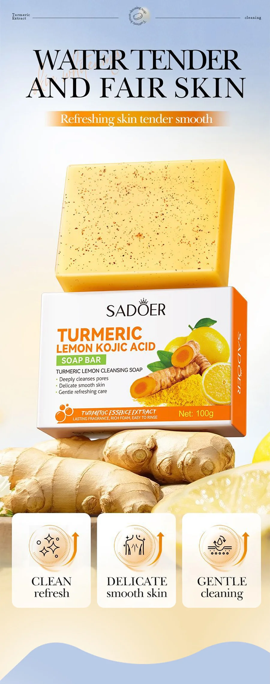 SADOER Turmeric Soap Bar product information