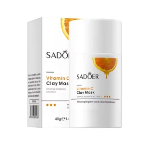 SADOER Vitamin C Clay Face Mask packaging and stick applicator with orange essence extract.